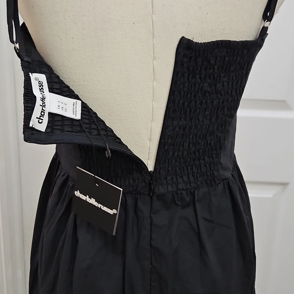 Charlotte Russe Black Front Cutout Ruffle Hem Maxi Cami Dress Size Small NWT - Picture 9 of 12
